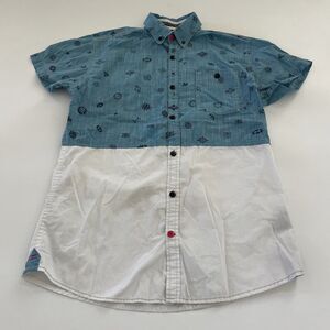 Tranquility & Mayhem AZTEC Button Down Small Blue Unique Western‎ Cowboy